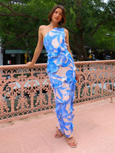 Load image into Gallery viewer, BY NICOLA EMILIANO FRILL MAXI DRESSS - BLUE LAGOON
