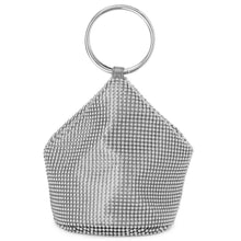 Load image into Gallery viewer, OLGA BERG BIANCA BALL MESH HANDLE BAG - SILVER