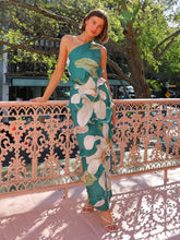 Load image into Gallery viewer, BY NICOLA EMILIANO ONE SHOULDER MAXI DRESS- PINE GREEN FLORAL
