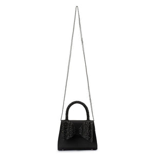 OLGA BERG CHIARA HOTFIX BOW TOP HANDLE - BLACK