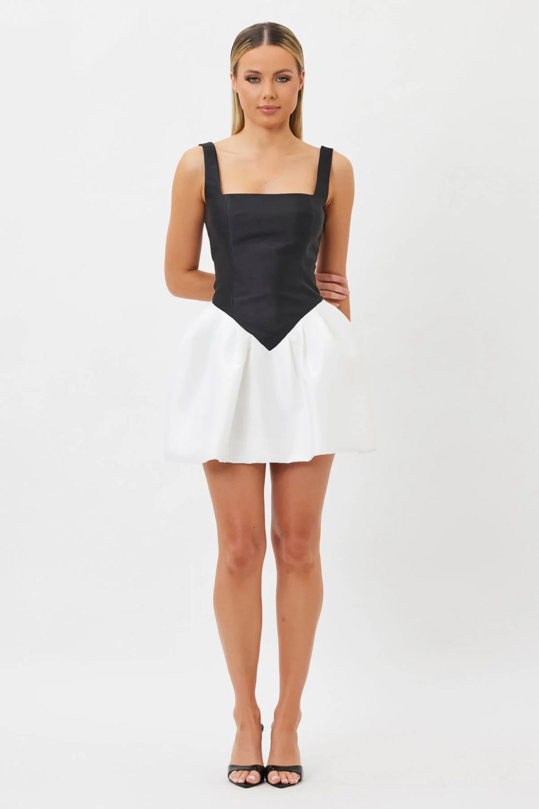 BIANCA AND BRIDGETT ALBA MINI DRESS - BLACK AND WHITE