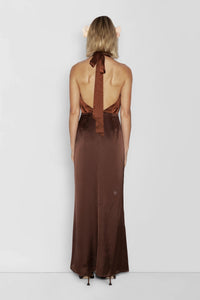 THE WOLF GANG OAHU SLIP DRESS - CHOCOLATE BROWN