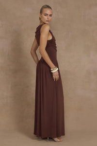 RUNAWAY THE LABEL NALLA MAXI DRESS - BROWN