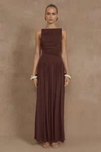RUNAWAY THE LABEL NALLA MAXI DRESS - BROWN