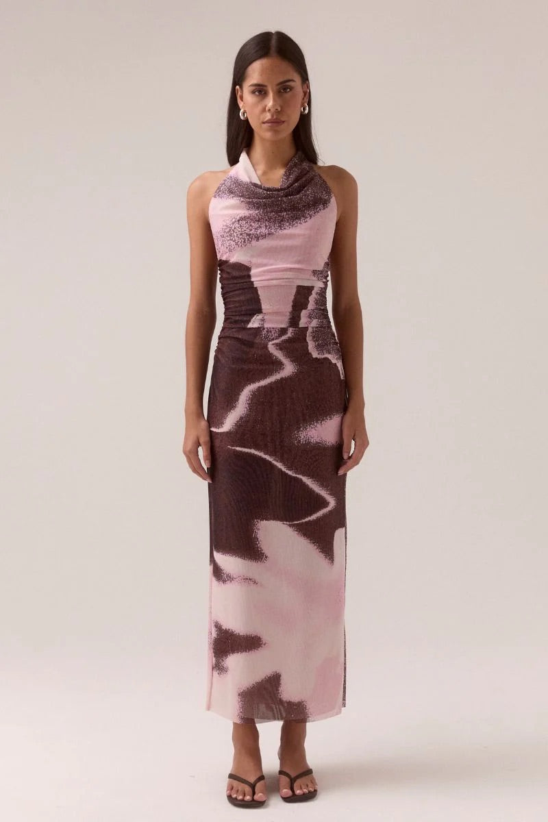 SOVERE STUDIO AFTERLIGHT MESH DRESS - RAISIN