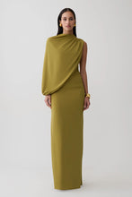 Load image into Gallery viewer, MESHKI YURI GATHERED SLEEVE MAXI DRESS - MARTINI OLIVE
