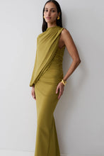 Load image into Gallery viewer, MESHKI YURI GATHERED SLEEVE MAXI DRESS - MARTINI OLIVE
