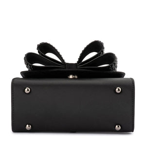 OLGA BERG CHIARA HOTFIX BOW TOP HANDLE - BLACK