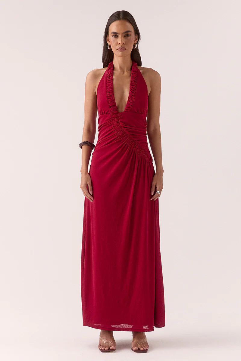 SOVERE ALORA MAXI DRESS - RASPBERRY