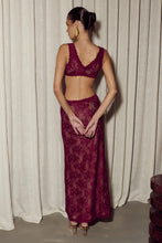 Load image into Gallery viewer, RUNAWAY THE LABEL MAURA BACK CUTOUT LACE MAXI DRESS - WINE
