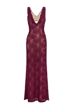 Load image into Gallery viewer, RUNAWAY THE LABEL MAURA BACK CUTOUT LACE MAXI DRESS - WINE
