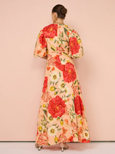 BY NICOLA BOLERO MAXI GATHERED NECKLINE - RASPBERRY PUNCH FLORAL
