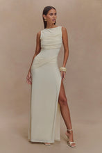 Load image into Gallery viewer, MESHKI HENLEY SLINKY DRAPE MAXI DRESS - IVORY
