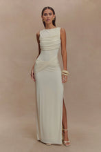 Load image into Gallery viewer, MESHKI HENLEY SLINKY DRAPE MAXI DRESS - IVORY
