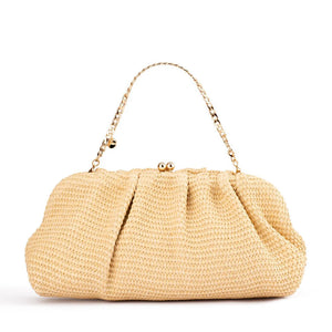 OLGA BERG QUEENIE GATHERED WOVEN CLUTCH