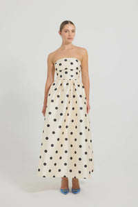 PASDUCHAS DOTTIE STRAPLESS MIDI DRESS