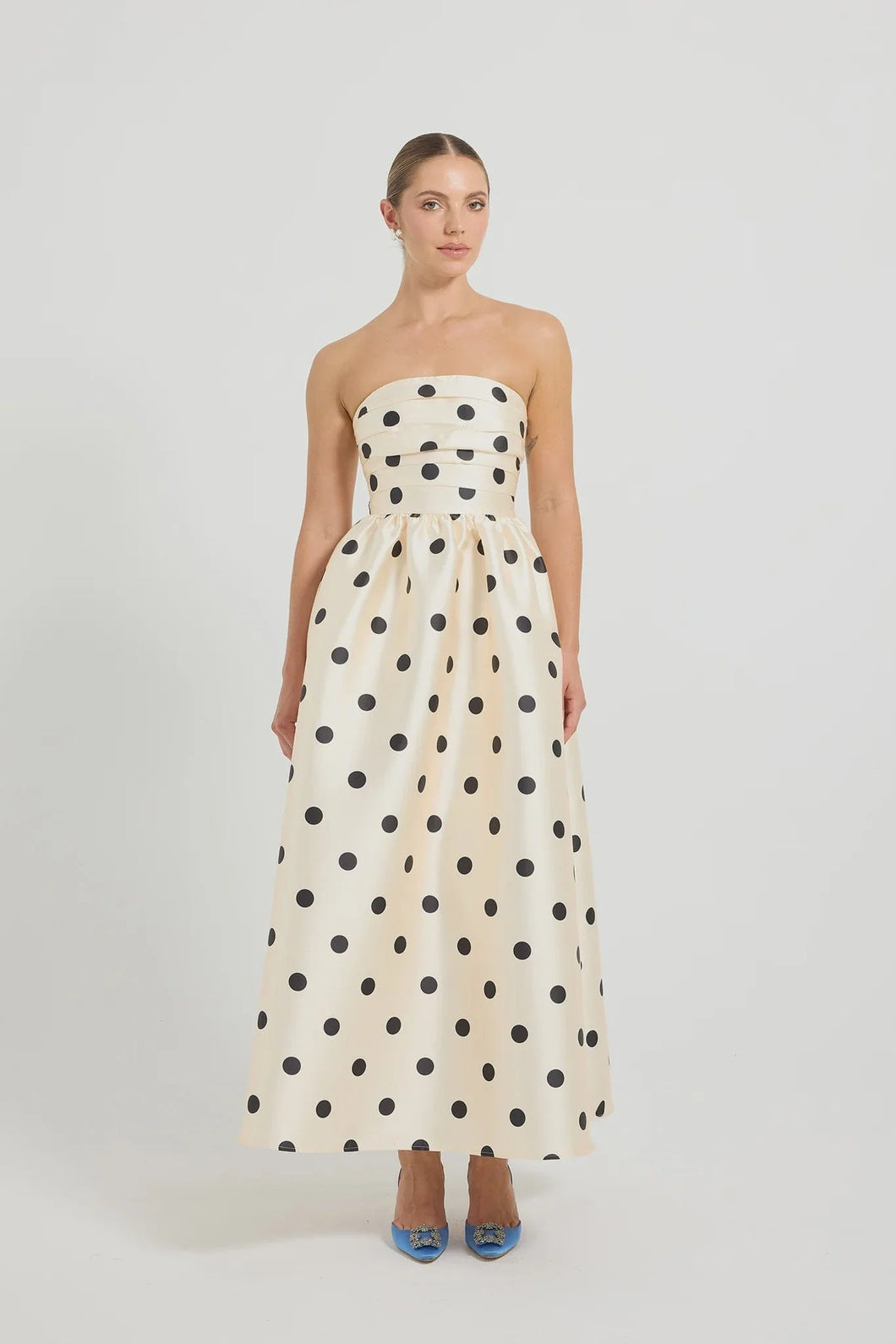 PASDUCHAS DOTTIE STRAPLESS MIDI DRESS