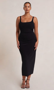 BEC AND BRIDGE BE MINE SQUARE NECK MIDI- BLACK