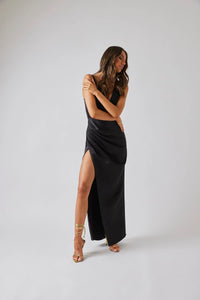 BIANCA AND BRIDGETT PEONY MIDI DRESS - BLACK